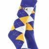 TCK LSU Tigers Argyle Dress Socks NCAA Fanwear Crew Length All Schools