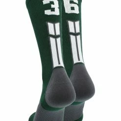 MadSportsStuff Volleyball Socks Dark Green Player ID Custom Number Crew Socks For Basketball Lacrosse Volleyball Boys And Girls