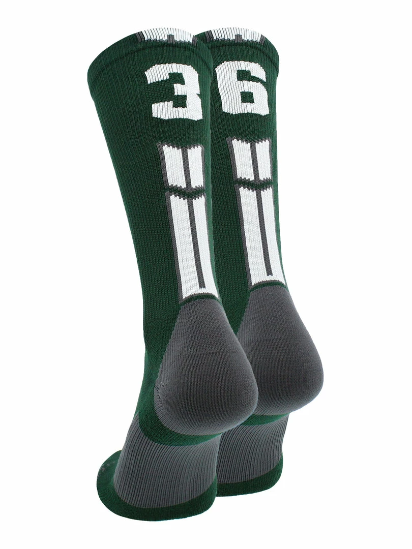 Buy โ๏ธ MadSportsStuff Dark Green Player ID Custom Number Crew ๐งฆ Socks For ๐ Basketball Lacrosse Volleyball Boys And ๐ง Girls ๐ 104 MadSportsStuff Dark Green Player ID Custom Number Crew Socks For Basketball Lacrosse Volleyball Boys And Girls