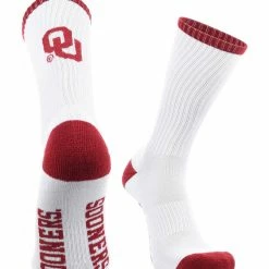 TCK OU Oklahoma Sooners Socks Basic Crew White Socks All Schools