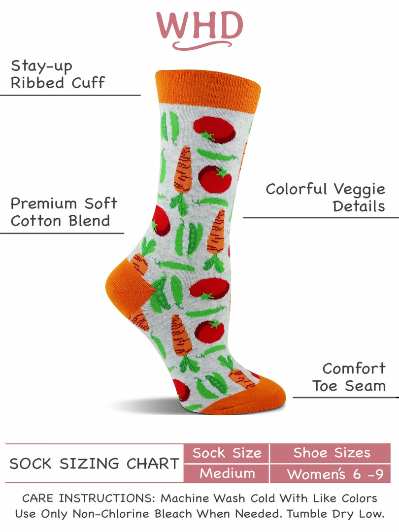 Discount ๐ WHD Vegetable ๐งฆ Socks For ๐ฉ Women - Vegans And Gardeners Gift - 2-Pack Crazy ๐งฆ Socks - Crew ๐งจ 3 WHD Vegetable Socks For Women - Vegans And Gardeners Gift - 2-Pack Crazy Socks - Crew