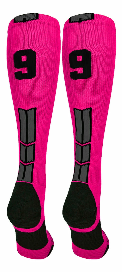 Discount ๐ฅ MadSportsStuff Neon Pink And Black Player ID Custom Number Over The Calf ๐งฆ Socks For ๐ฅ Softball โพ Baseball Football Boys And ๐ง Girls โพ Baseball ๐งฆ Socks ๐ 106 MadSportsStuff Neon Pink And Black Player ID Custom Number Over The Calf Socks For Softball Baseball Football Boys And Girls Baseball Socks