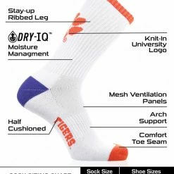 Hot Sale ๐ TCK All Schools Clemson Tigers ๐งฆ Socks Basic Crew White ๐งฆ Socks ๐ 6 TCK All Schools Clemson Tigers Socks Basic Crew White Socks