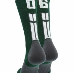 MadSportsStuff Dark Green Player ID Custom Number Crew Socks For Basketball Lacrosse Volleyball Boys And Girls Volleyball Socks