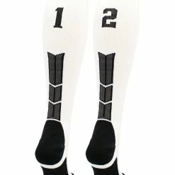 MadSportsStuff White Player ID Custom Number Over The Calf Socks For Softball Baseball Football Boys And Girls