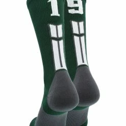MadSportsStuff Dark Green Player ID Custom Number Crew Socks For Basketball Lacrosse Volleyball Boys And Girls Volleyball Socks