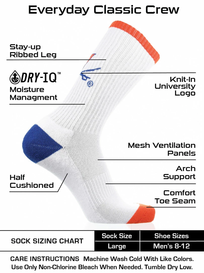 Best Sale 🔥 TCK Virginia Cavaliers 🧦 Socks Basic Crew White 🧦 Socks All Schools 🥰 3 TCK Virginia Cavaliers Socks Basic Crew White Socks All Schools