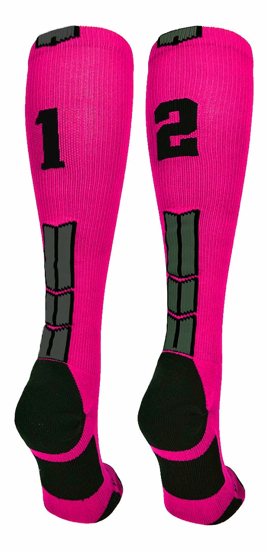 Best Sale ๐ MadSportsStuff โพ Baseball ๐งฆ Socks Neon Pink And Black Player ID Custom Number Over The Calf ๐งฆ Socks For ๐ฅ Softball โพ Baseball Football Boys And ๐ง Girls โจ 67 MadSportsStuff Baseball Socks Neon Pink And Black Player ID Custom Number Over The Calf Socks For Softball Baseball Football Boys And Girls