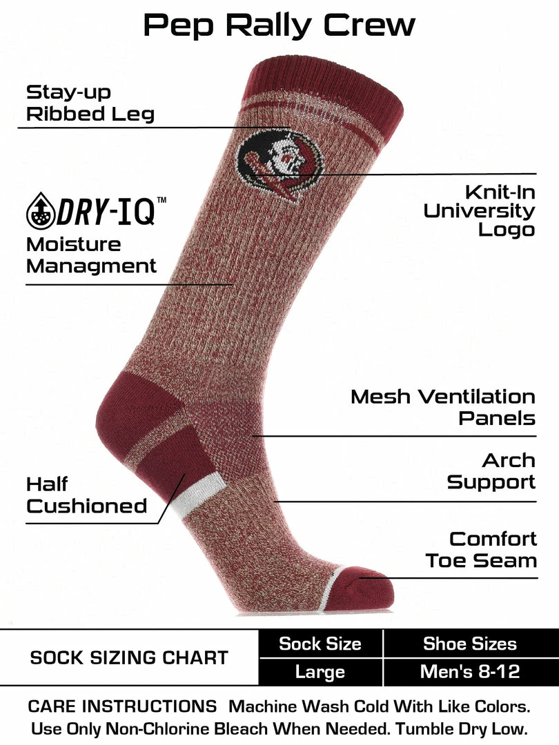 Flash Sale ๐ TCK Florida State Seminoles ๐งฆ Socks Victory Parade Crew Length All Schools ๐ฅฐ 3 TCK Florida State Seminoles Socks Victory Parade Crew Length All Schools