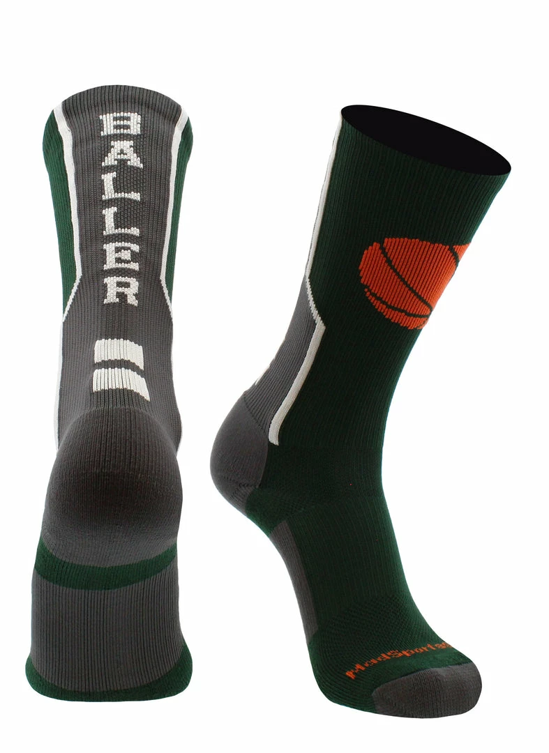Flash Sale ๐คฉ MadSportsStuff Baller ๐ Basketball ๐งฆ Socks With ๐ Basketball Logo Crew Length ๐งจ 7 MadSportsStuff Baller Basketball Socks With Basketball Logo Crew Length