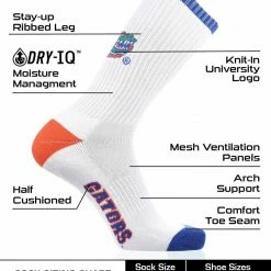 TCK Florida Gators Socks Basic Crew White Socks
