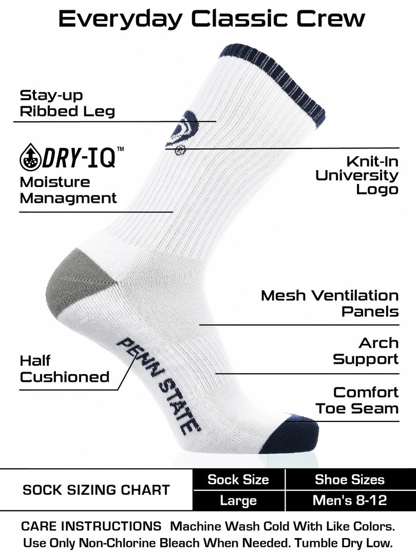 Best deal ๐ TCK Penn State Nittany Lions ๐งฆ Socks Basic Crew White ๐งฆ Socks All Schools ๐คฉ 3 TCK Penn State Nittany Lions Socks Basic Crew White Socks All Schools