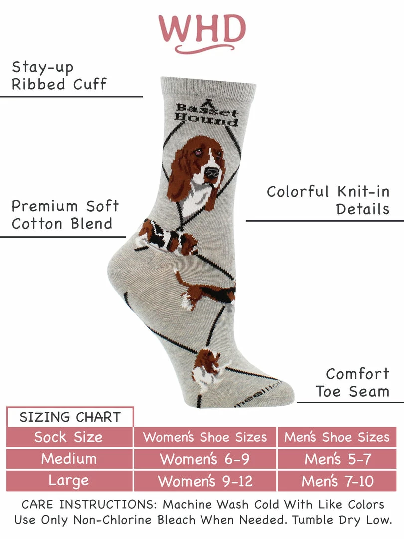 Cheapest ๐ฏ WHD Crazy ๐งฆ Socks - Crew Basset Hound ๐งฆ Socks For ๐ฉ Women Gift For ๐ Dog Lovers ๐ 3 WHD Crazy Socks - Crew Basset Hound Socks For Women Gift For Dog Lovers