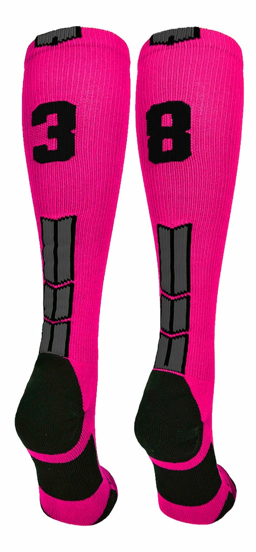 Discount ๐ฅ MadSportsStuff Neon Pink And Black Player ID Custom Number Over The Calf ๐งฆ Socks For ๐ฅ Softball โพ Baseball Football Boys And ๐ง Girls โพ Baseball ๐งฆ Socks ๐ 92 MadSportsStuff Neon Pink And Black Player ID Custom Number Over The Calf Socks For Softball Baseball Football Boys And Girls Baseball Socks