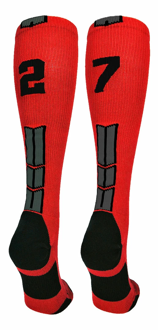 New ๐ MadSportsStuff Red And Black Player ID Custom Number Over The Calf ๐งฆ Socks For ๐ฅ Softball โพ Baseball Football Boys And ๐ง Girls โพ Baseball ๐งฆ Socks ๐ 103 MadSportsStuff Red And Black Player ID Custom Number Over The Calf Socks For Softball Baseball Football Boys And Girls Baseball Socks