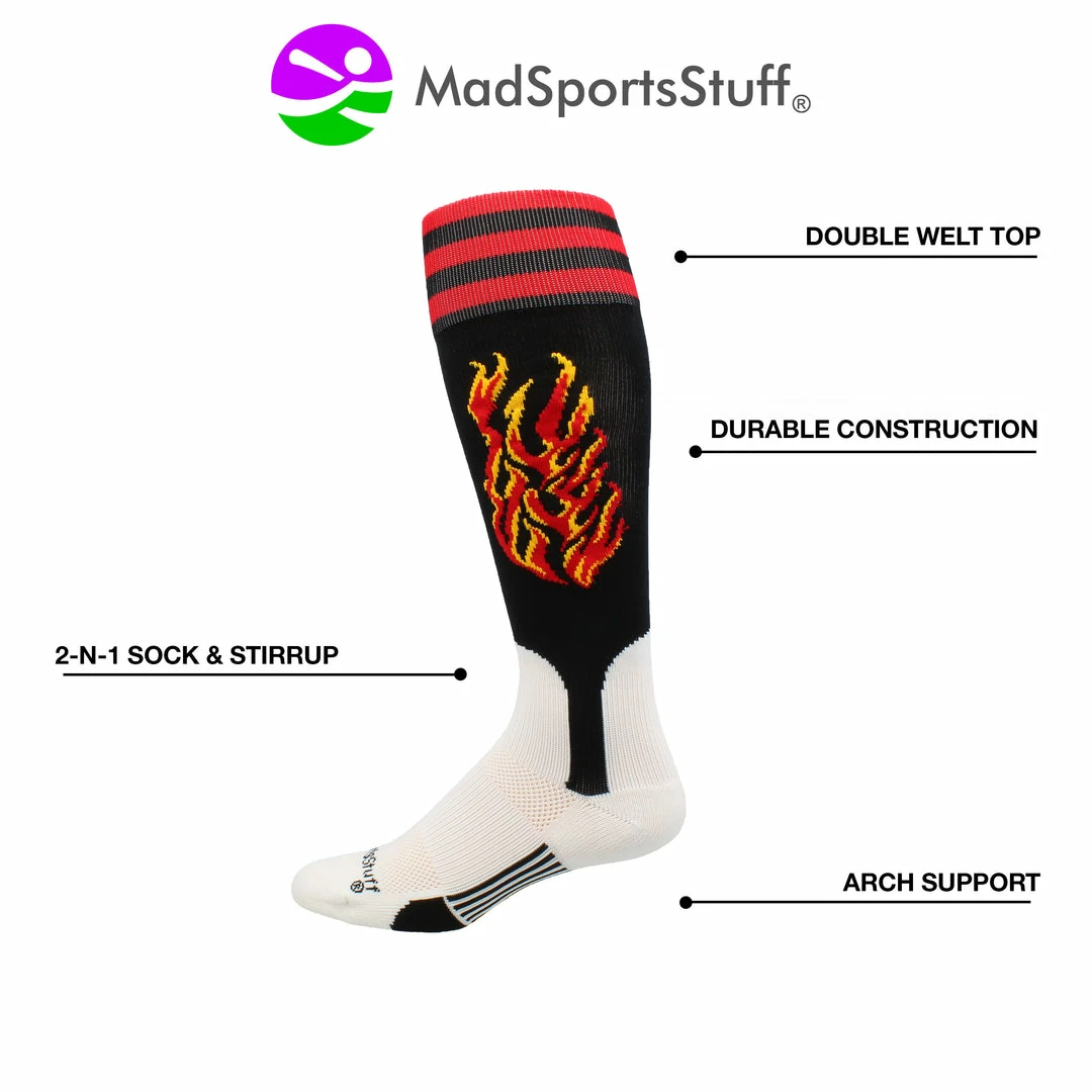 Best Pirce ✨ MadSportsStuff Flame ⚾ Baseball Stirrup 🧦 Socks ⚾ Baseball 🧦 Socks ⭐ 3 MadSportsStuff Flame Baseball Stirrup Socks Baseball Socks