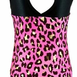 MadSportsStuff Keyhole Style Pink/Gold Leopard Girls Gymnastics Leotard Leotards