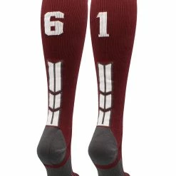 MadSportsStuff Maroon Player ID Custom Number Over The Calf Socks For Softball Baseball Football Boys And Girls Softball Socks