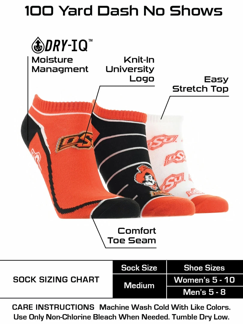 Deals 🤩 TCK Oklahoma State Cowboys No Show 🧦 Socks Full Field 3 Pack All Schools 🧨 3 TCK Oklahoma State Cowboys No Show Socks Full Field 3 Pack All Schools