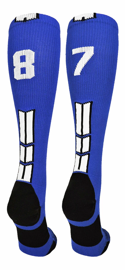 Brand new ๐ฅฐ MadSportsStuff Royal Player ID Custom Number Over The Calf ๐งฆ Socks For ๐ฅ Softball โพ Baseball Football Boys And ๐ง Girls ๐ 43 MadSportsStuff Royal Player ID Custom Number Over The Calf Socks For Softball Baseball Football Boys And Girls