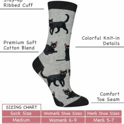WHD Black Cat Socks For Women Gift For Animal Lovers Crazy Socks - Crew