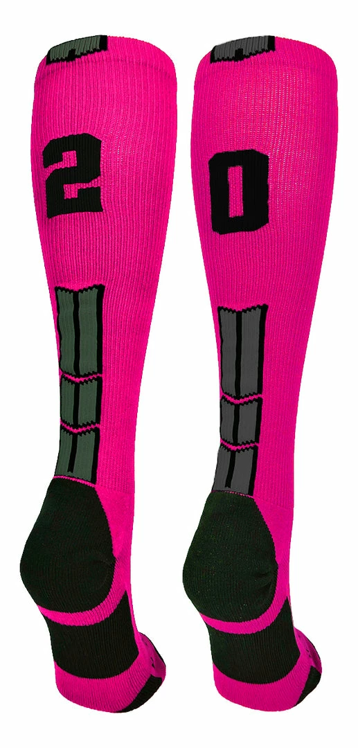 Discount ๐ฅ MadSportsStuff Neon Pink And Black Player ID Custom Number Over The Calf ๐งฆ Socks For ๐ฅ Softball โพ Baseball Football Boys And ๐ง Girls โพ Baseball ๐งฆ Socks ๐ 59 MadSportsStuff Neon Pink And Black Player ID Custom Number Over The Calf Socks For Softball Baseball Football Boys And Girls Baseball Socks