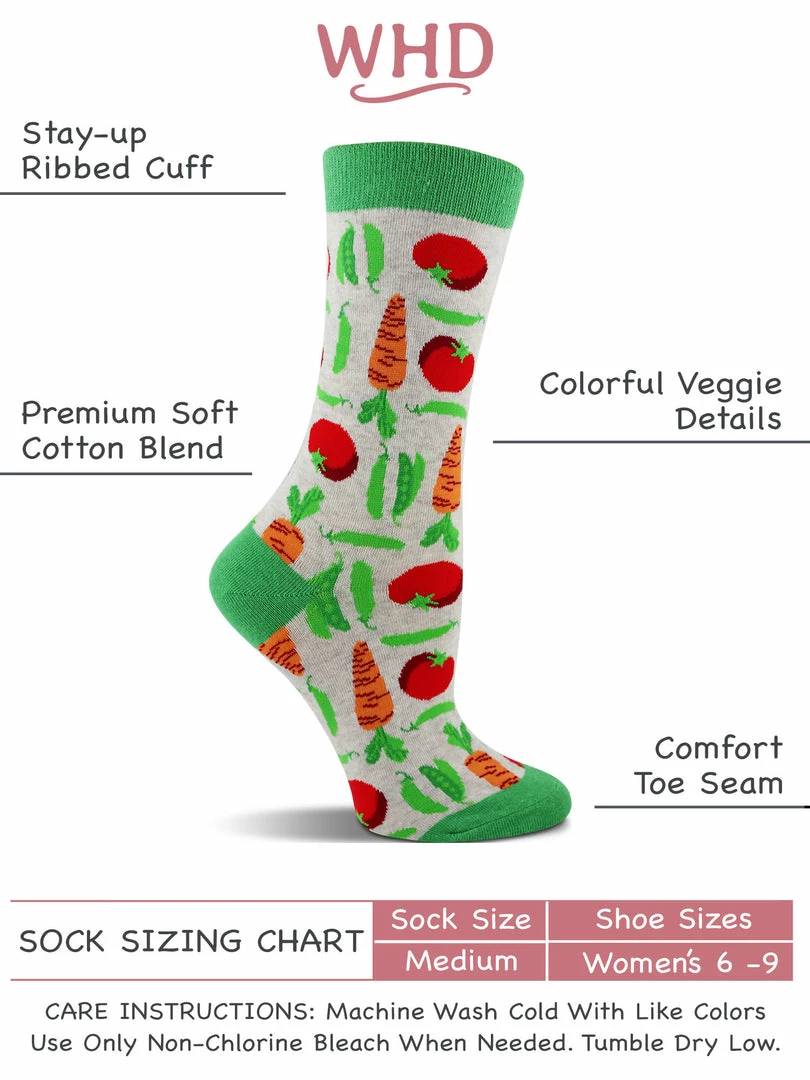 Discount ๐ WHD Vegetable ๐งฆ Socks For ๐ฉ Women - Vegans And Gardeners Gift - 2-Pack Crazy ๐งฆ Socks - Crew ๐งจ 2 WHD Vegetable Socks For Women - Vegans And Gardeners Gift - 2-Pack Crazy Socks - Crew