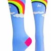 MadSportsStuff Neon Rainbow Clouds Over The Calf Athletic Socks