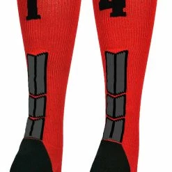 New ๐ MadSportsStuff Red And Black Player ID Custom Number Over The Calf ๐งฆ Socks For ๐ฅ Softball โพ Baseball Football Boys And ๐ง Girls โพ Baseball ๐งฆ Socks ๐ 170 MadSportsStuff Red And Black Player ID Custom Number Over The Calf Socks For Softball Baseball Football Boys And Girls Baseball Socks