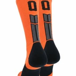 MadSportsStuff Volleyball Socks Orange And Black Player ID Custom Number Crew Socks For Basketball Lacrosse Volleyball Boys And Girls
