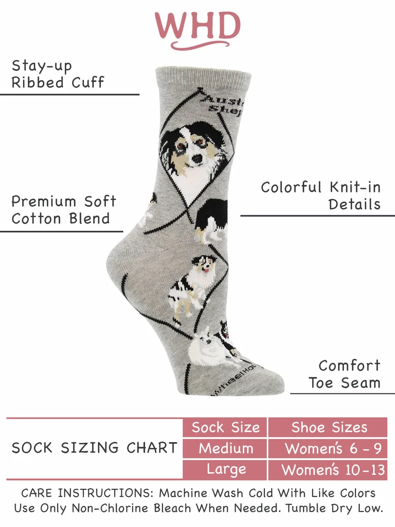 New ๐ WHD Australian Shepherd ๐งฆ Socks For ๐ฉ Women Gift For ๐ Dog Lovers Crazy ๐งฆ Socks - Crew ๐ 3 WHD Australian Shepherd Socks For Women Gift For Dog Lovers Crazy Socks - Crew