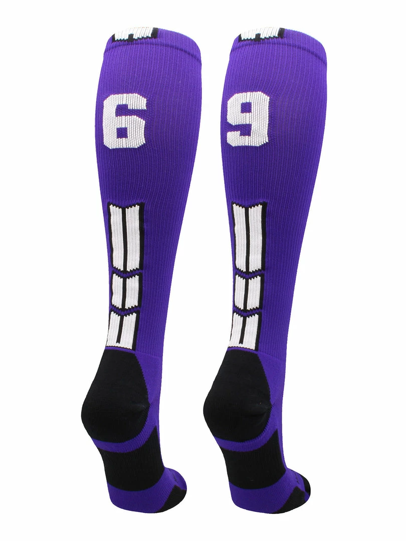 New โ๏ธ MadSportsStuff Purple Player ID Custom Number Over The Calf ๐งฆ Socks For ๐ฅ Softball โพ Baseball Football Boys And ๐ง Girls ๐ 11 MadSportsStuff Purple Player ID Custom Number Over The Calf Socks For Softball Baseball Football Boys And Girls