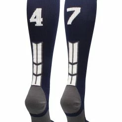 MadSportsStuff Navy Player ID Custom Number Over The Calf Socks For Softball Baseball Football Boys And Girls Softball Socks