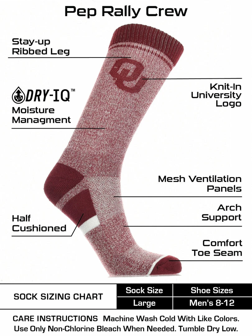 Brand new 🥰 TCK All Schools OU Oklahoma Sooners 🧦 Socks Victory Parade Crew Length ❤️ 3 TCK All Schools OU Oklahoma Sooners Socks Victory Parade Crew Length