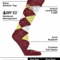 Cheapest โ TCK All Schools Florida State Seminoles Argyle ๐ Dress ๐งฆ Socks NCAA Fanwear Crew Length ๐ 6 TCK All Schools Florida State Seminoles Argyle Dress Socks NCAA Fanwear Crew Length