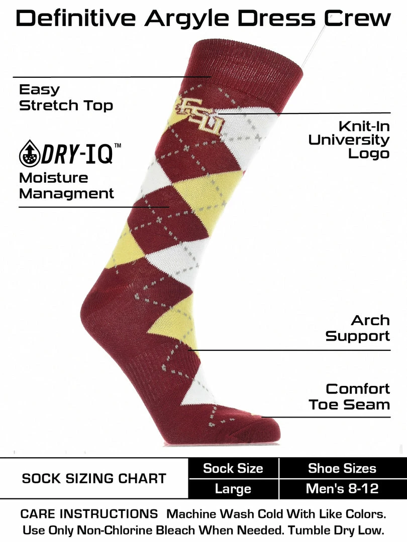 Cheapest โ TCK All Schools Florida State Seminoles Argyle ๐ Dress ๐งฆ Socks NCAA Fanwear Crew Length ๐ 3 TCK All Schools Florida State Seminoles Argyle Dress Socks NCAA Fanwear Crew Length