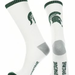 TCK Michigan State Spartans Socks Basic Crew White Socks