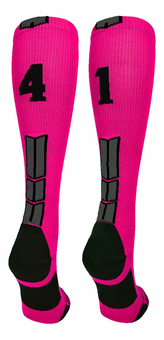 Best Sale ๐ MadSportsStuff โพ Baseball ๐งฆ Socks Neon Pink And Black Player ID Custom Number Over The Calf ๐งฆ Socks For ๐ฅ Softball โพ Baseball Football Boys And ๐ง Girls โจ 89 MadSportsStuff Baseball Socks Neon Pink And Black Player ID Custom Number Over The Calf Socks For Softball Baseball Football Boys And Girls