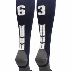 MadSportsStuff Navy Player ID Custom Number Over The Calf Socks For Softball Baseball Football Boys And Girls Softball Socks