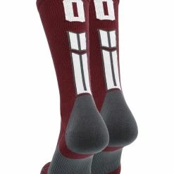 MadSportsStuff Maroon Player ID Custom Number Crew Socks For Basketball Lacrosse Volleyball Boys And Girls Volleyball Socks