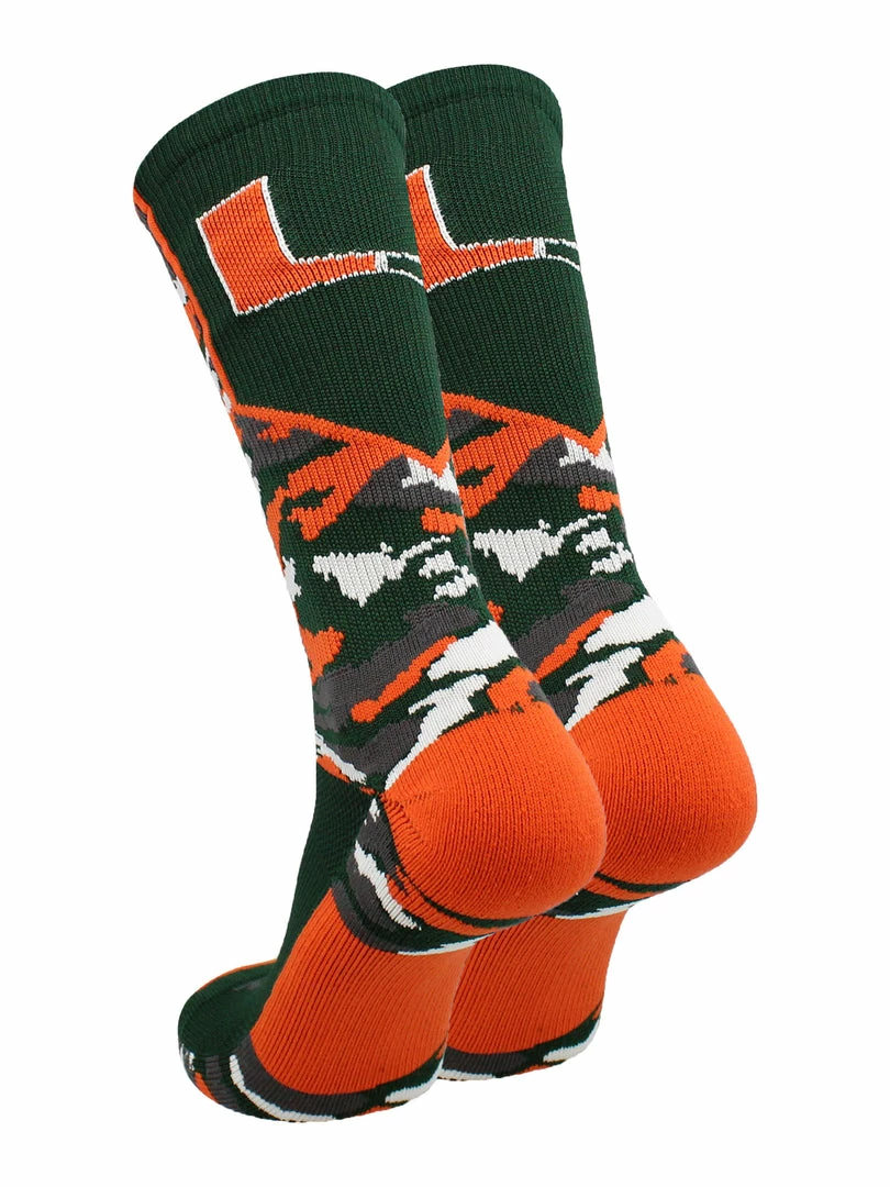 Cheapest ๐ TCK Miami Hurricanes ๐งฆ Socks Woodland Camo Crew All Schools ๐ 2 TCK Miami Hurricanes Socks Woodland Camo Crew All Schools