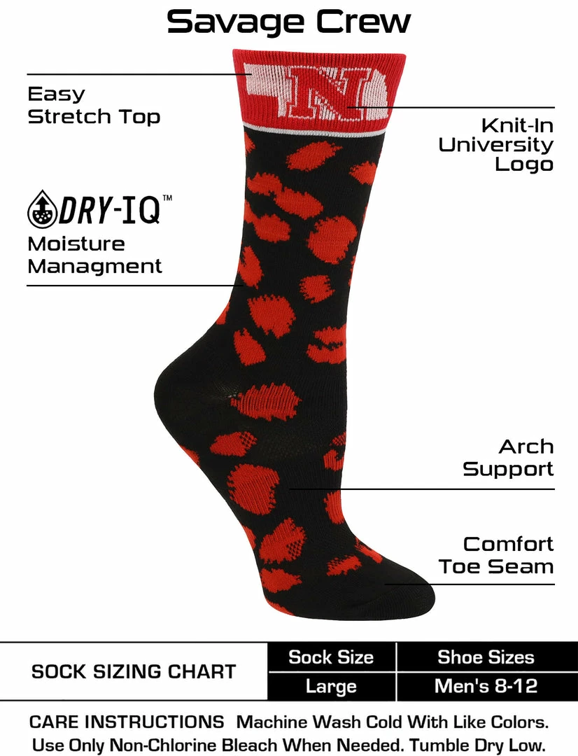 Brand new ๐ TCK All Schools Nebraska Cornhuskers ๐งฆ Socks ๐ฉ Womens Savage Crew ๐งฆ Socks โ 3 TCK All Schools Nebraska Cornhuskers Socks Womens Savage Crew Socks