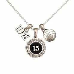 MadSportsStuff Jewelry Girls Volleyball Necklace With Jersey Number (Available In 39 Numbers)