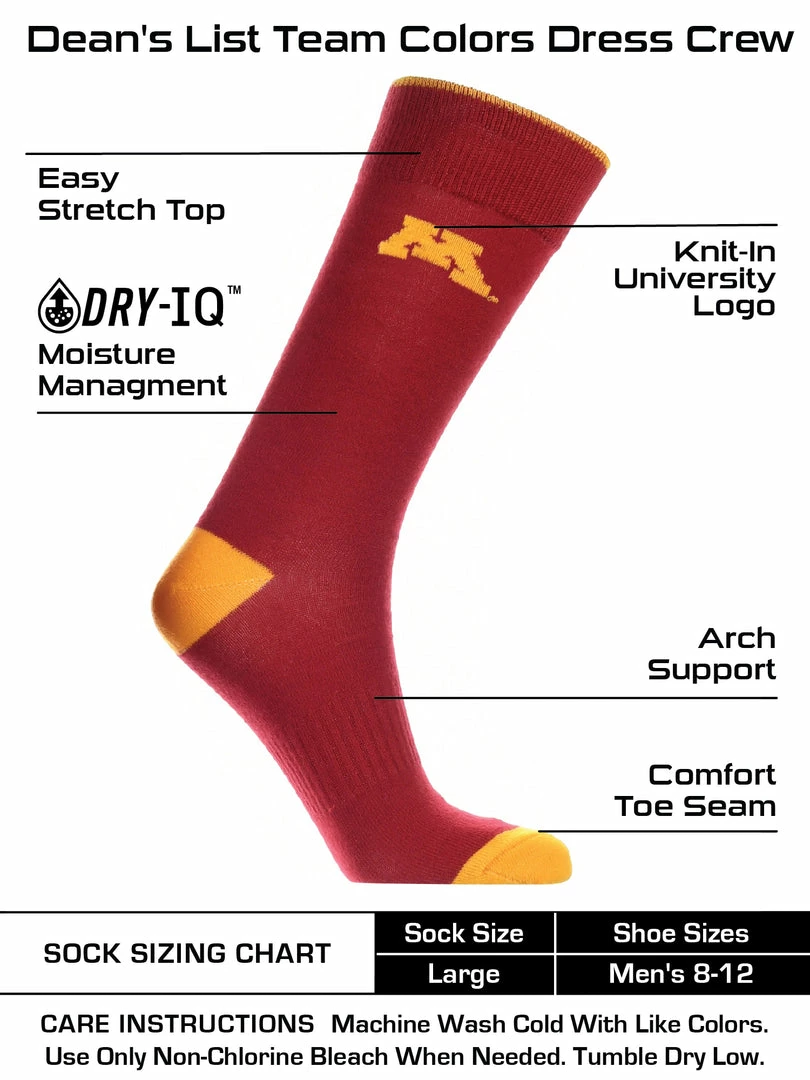 Coupon โ TCK All Schools Minnesota Golden Gophers ๐ Dress ๐งฆ Socks Dean's List Crew Length ๐งฆ Socks ๐ฅ 3 TCK All Schools Minnesota Golden Gophers Dress Socks Dean's List Crew Length Socks