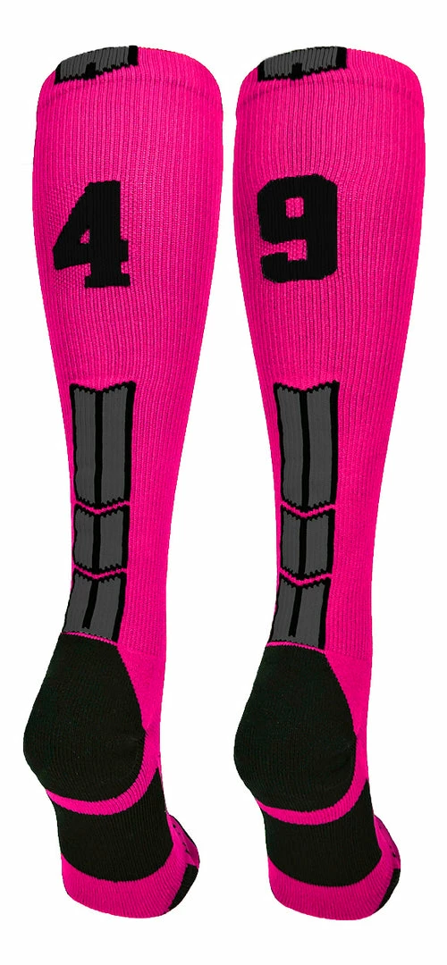 Best Sale ๐ MadSportsStuff โพ Baseball ๐งฆ Socks Neon Pink And Black Player ID Custom Number Over The Calf ๐งฆ Socks For ๐ฅ Softball โพ Baseball Football Boys And ๐ง Girls โจ 56 MadSportsStuff Baseball Socks Neon Pink And Black Player ID Custom Number Over The Calf Socks For Softball Baseball Football Boys And Girls