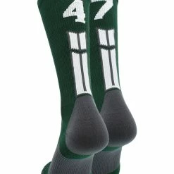 MadSportsStuff Dark Green Player ID Custom Number Crew Socks For Basketball Lacrosse Volleyball Boys And Girls Volleyball Socks