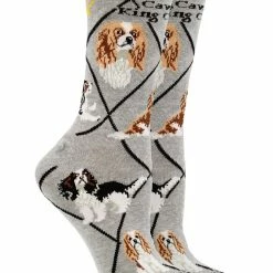 WHD Crazy Socks - Crew Cavalier King Charles Spaniel Socks For Women Gift For Dog Lovers