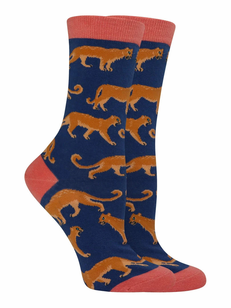 Buy 🔥 WHD Mountain Lion 🧦 Socks For 👩 Women Gift For Animal Lovers Crazy 🧦 Socks - Crew ❤️ 4 WHD Mountain Lion Socks For Women Gift For Animal Lovers Crazy Socks - Crew