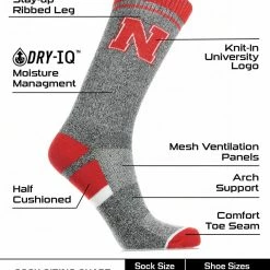 TCK Nebraska Cornhuskers Socks Victory Parade Crew Length All Schools