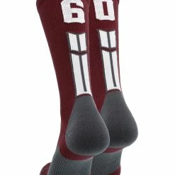 MadSportsStuff Maroon Player ID Custom Number Crew Socks For Basketball Lacrosse Volleyball Boys And Girls Volleyball Socks